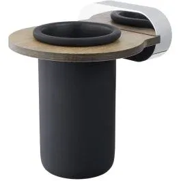 BISK Bergen kelímek na kartáčky černá-chrom-hnědá 07064 Levný