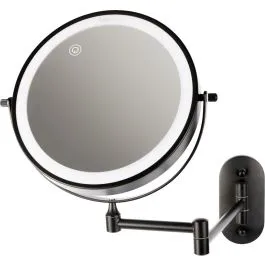 Finální Výprodej Faneco Como Black kosmetické zrcátko 20x20 cm kulaté s podsvícením černá M200LBSBL