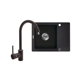 Výprodej Sada granitový dřez Deante Zorba ZQZ_211A, kuchyňská baterie Deante Nemezja BEN_262M