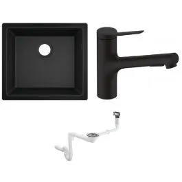 Sada granitový dřez Hansgrohe S 51 43431170, kuchyňská baterie Hansgrohe Zesis M33 74800670, 43927000 Nová Kolekce