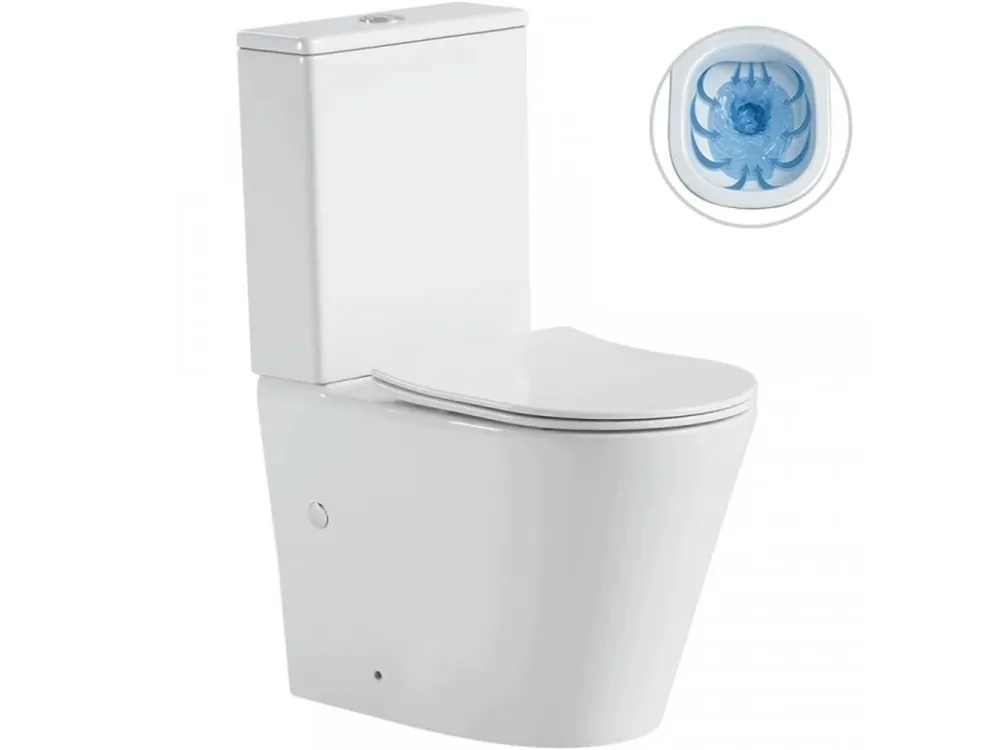 Rychlé Dodání CERANO - WC kombi Carlito, Rimless + Slim/UF sedátko - spodní/zadní odpad - bílá lesklá - 61x36,5 cm