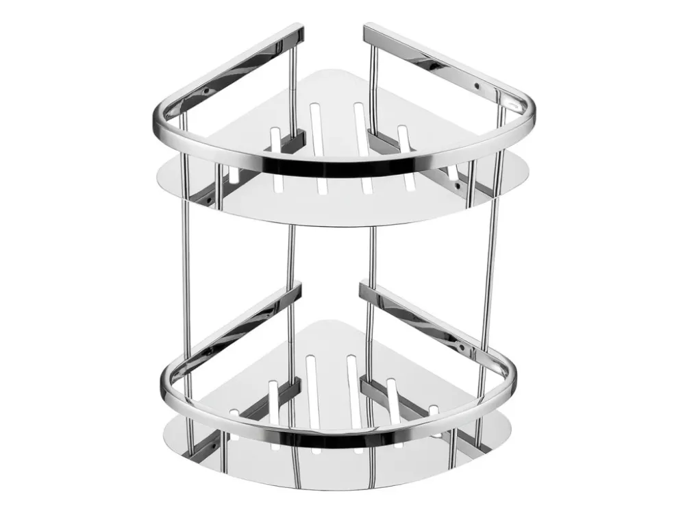 Akce CERANO - Nástěnná koupelnová polička Alto - chrom - 30,5x18x34 cm