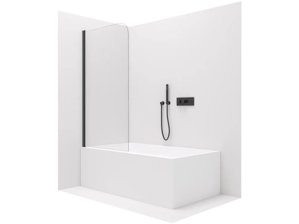 CERANO - Vanová zástěna jednodílná Chiara L/P - černá/transparentní sklo - 80x140 cm Dokud Zásoby Vydrží