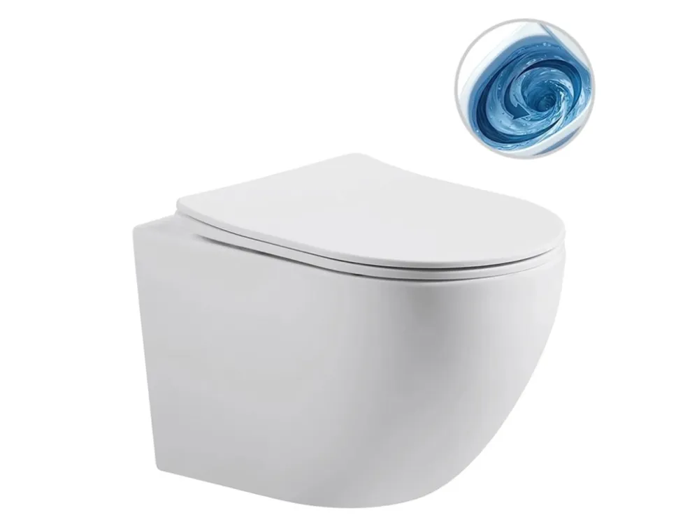 Značkový CERANO - WC závěsné Cesso, Vortex + Slim/UF sedátko - bílá matná - 49x36 cm