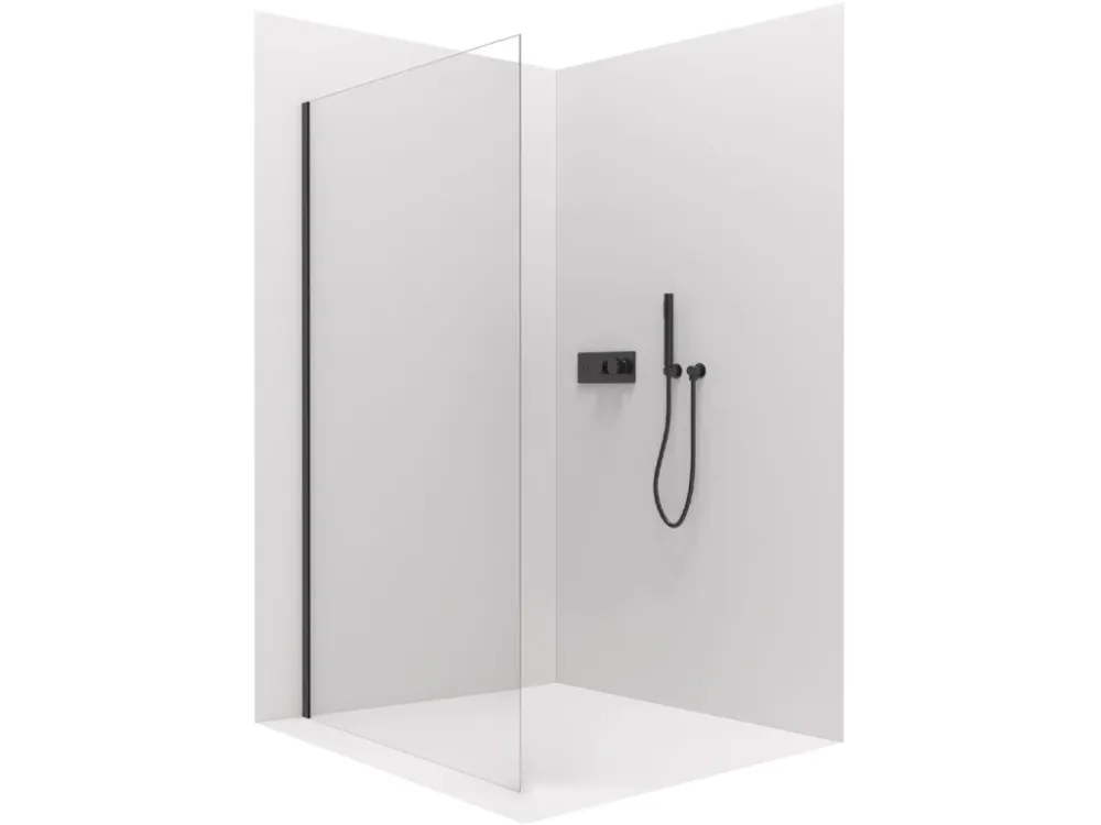 Akce CERANO - Boční stěna Varone L/P - 6 mm - černá matná, transparentní sklo - 90x195 cm