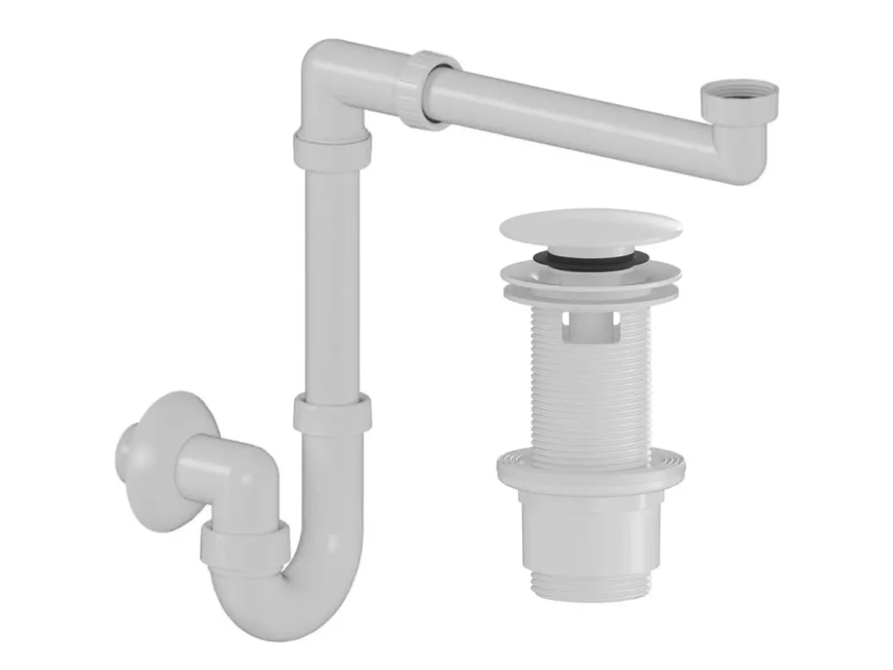 Akce CERANO - Sifon umyvadlový/nábytkový, místošetřící - DN32/250-700 mm - s výpustí click-clack s přepadem - plast - 67/82mm - bílá lesklá