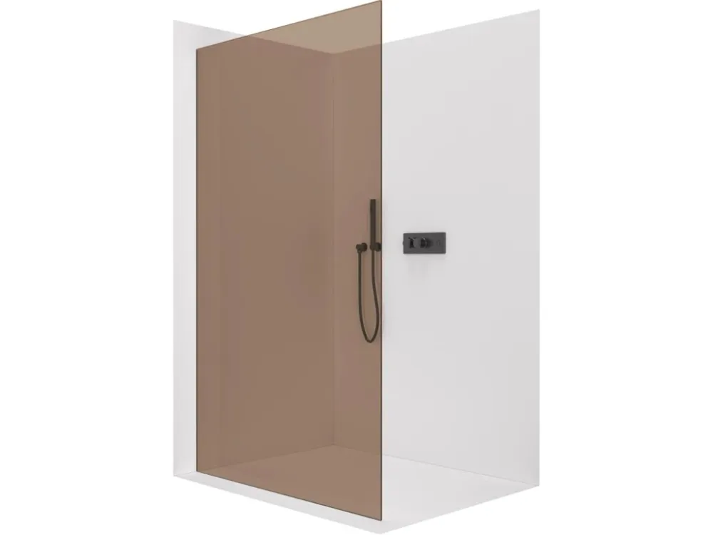 Akce CERANO - Sprchová zástěna Walk-in Crystal L/P - 8 mm - bezvzpěrový systém - černá matná, bronzové sklo - 80x200 cm
