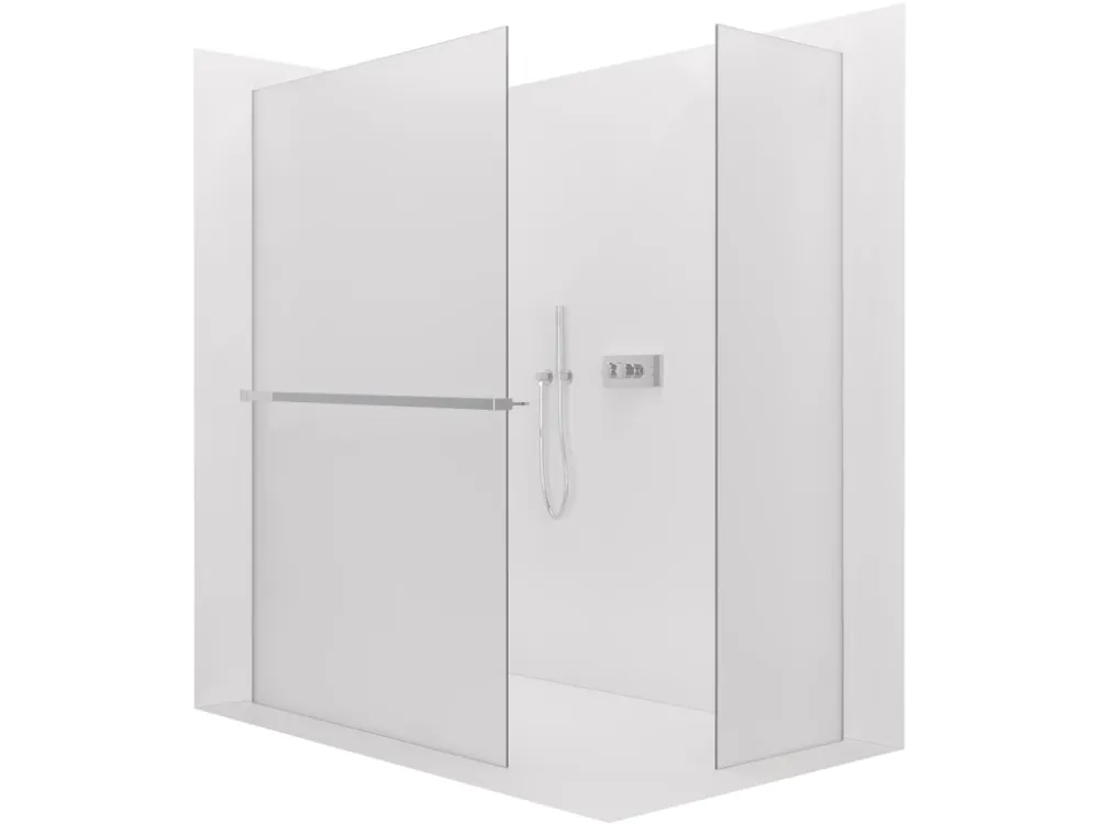 Akce CERANO - Sprchová zástěna Walk-in Crystal T L/P - 8 mm - bezvzpěrový systém + polička/držák na ručníky - chrom, mléčné sklo - 160x80x200 cm