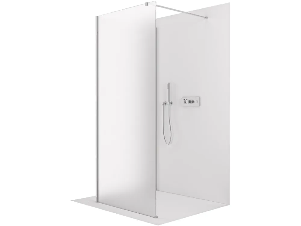 Značkový CERANO - Sprchová zástěna Walk-in Onyx Corner Cube L/P - 8 mm - hranatá vzpěra - chrom, mléčné sklo - 40x30x200 cm