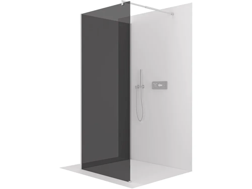 Značkový CERANO - Sprchová zástěna Walk-in Onyx Corner Round L/P - 8 mm - kulatá vzpěra - chrom, grafitové sklo - 110x110x200 cm