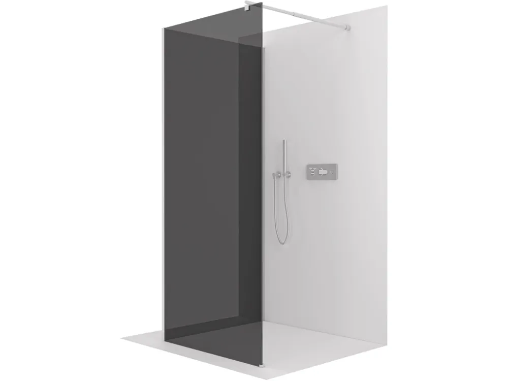 Značkový CERANO - Sprchová zástěna Walk-in Onyx Corner Round L/P - 8 mm - kulatá vzpěra - chrom, grafitové sklo - 130x80x200 cm