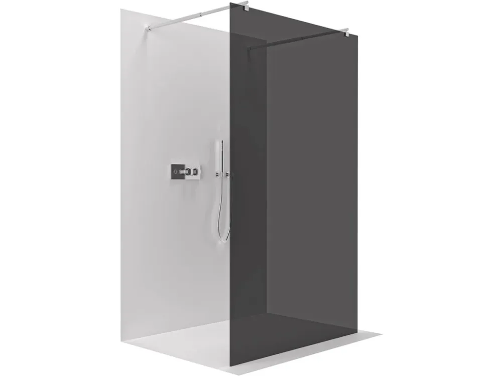 Značkový CERANO - Sprchová zástěna Walk-in Onyx Duo L/P - 10 mm - kulatá vzpěra - chrom, grafitové sklo - 120x200 cm