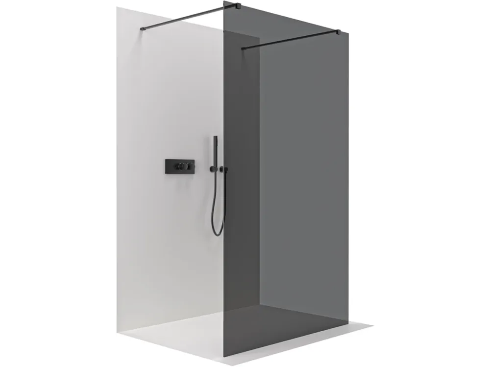 Značkový CERANO - Sprchová zástěna Walk-in Onyx Duo L/P - 8 mm - hranatá vzpěra - černá matná, grafitové sklo - 70x200 cm