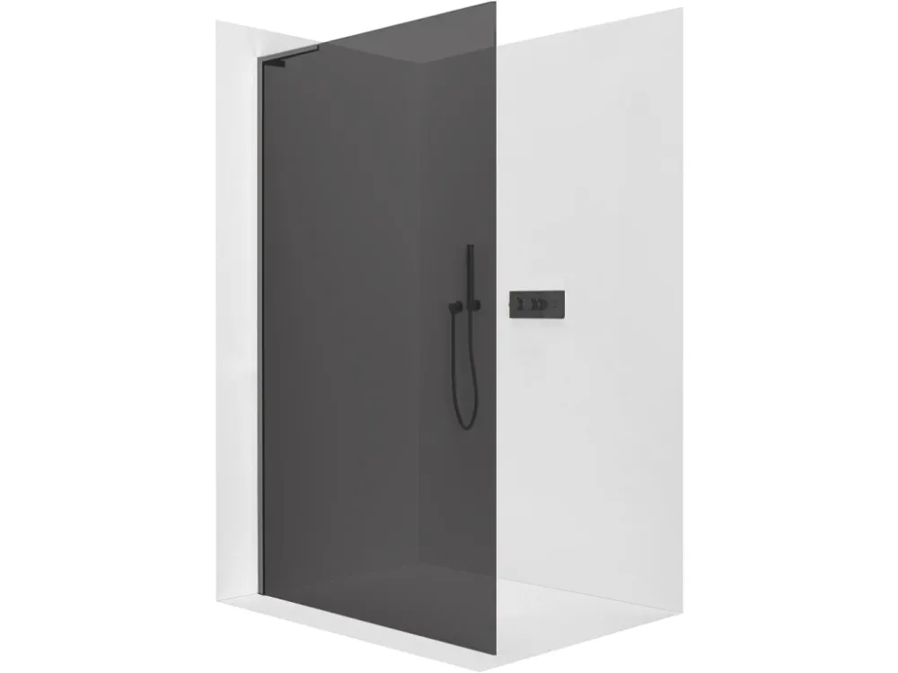Akce CERANO - Sprchová zástěna Walk-in Onyx L-levá vzpěra - 8 mm - černá matná, grafitové sklo - 40x200 cm