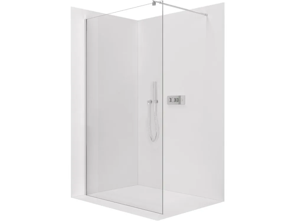 Akce CERANO - Sprchová zástěna Walk-in Onyx Round L/P - 10 mm - kulatá vzpěra - chrom, transparentní sklo - 100x200 cm