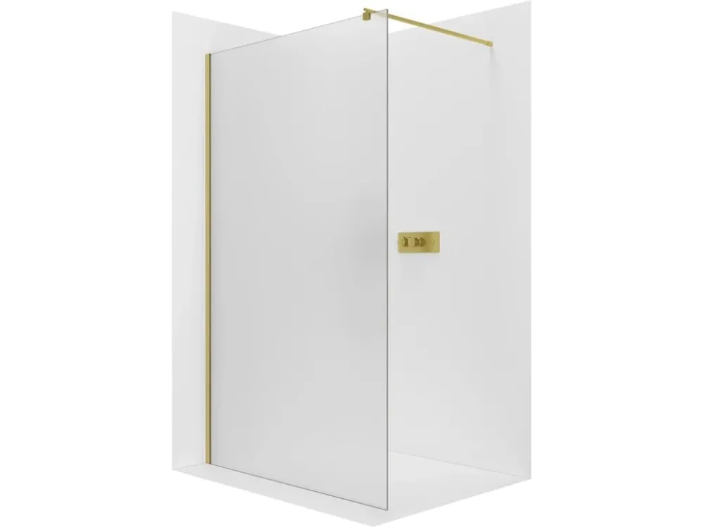 Akce CERANO - Sprchová zástěna Walk-in Onyx Round L/P - 8 mm - kulatá vzpěra - zlatá, mléčné sklo - 110x200 cm