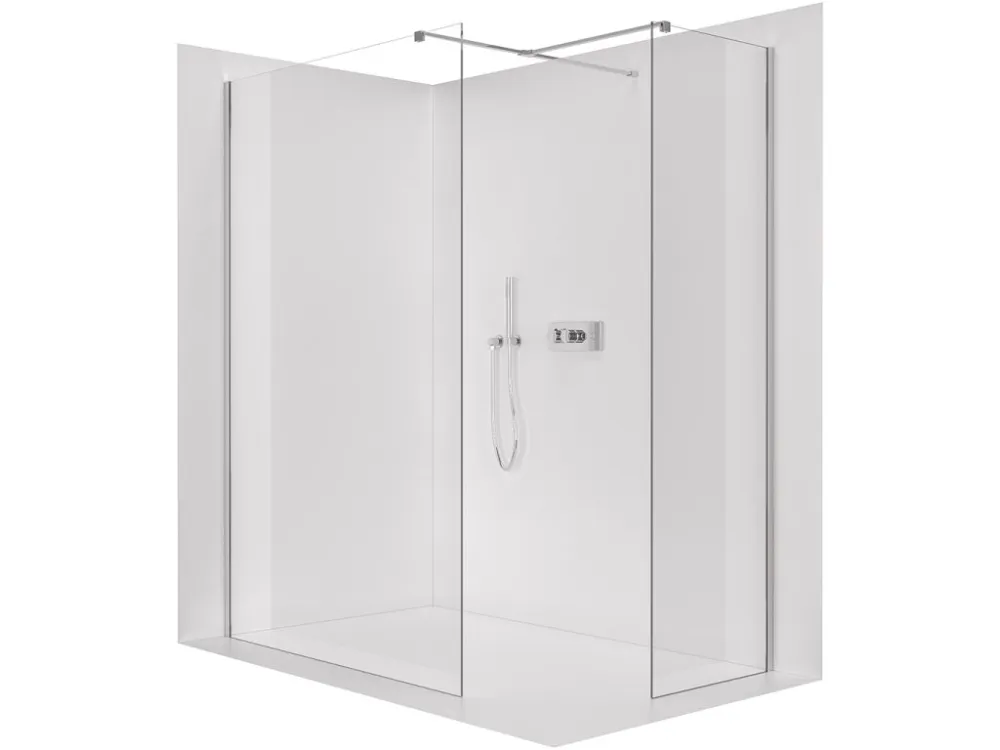 Značkový CERANO - Sprchová zástěna Walk-in Onyx T L/P - 8 mm - hranatá vzpěra - chrom, transparentní sklo - 160x60x200 cm