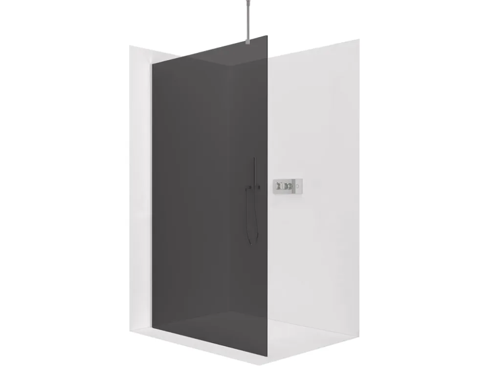 Akce CERANO - Sprchová zástěna Walk-in Onyx Top Round L/P - 8 mm - kulatá vzpěra - chrom, grafitové sklo - 160x200 cm