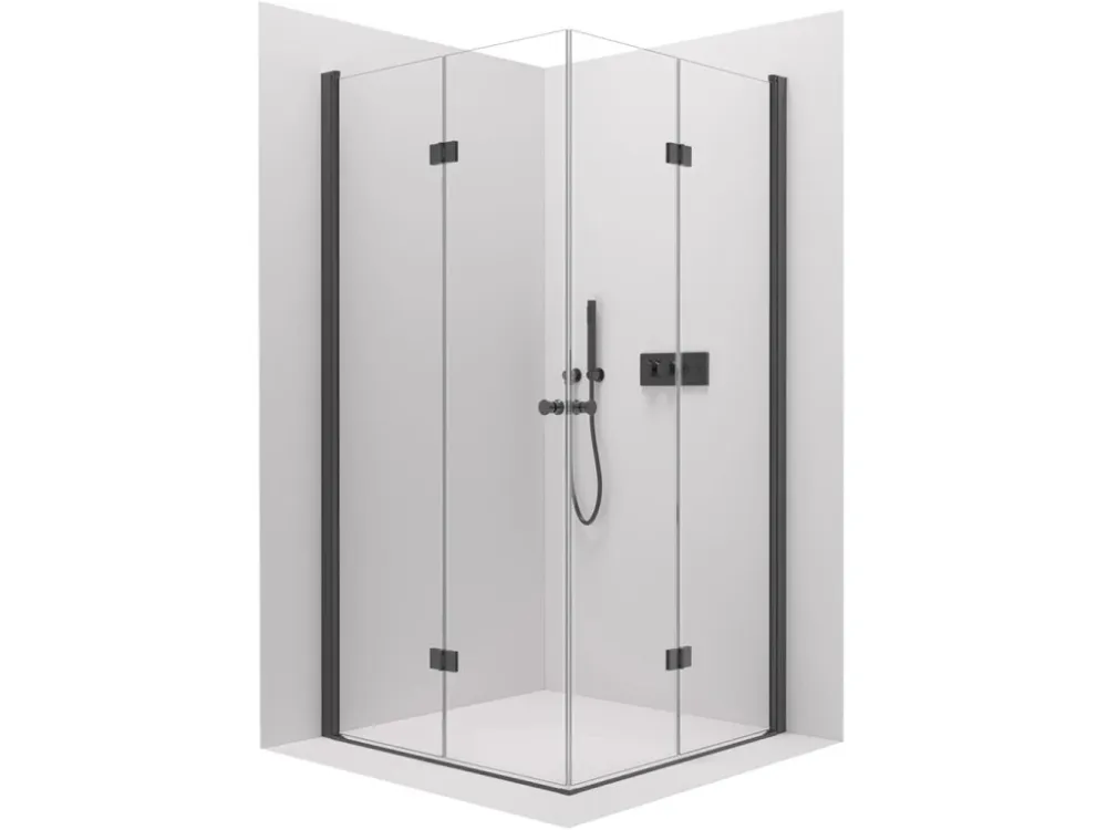 Značkový CERANO - Sprchový kout Volpe Duo L/P - 6 mm - černá matná, transparentní sklo - 120x70x190 cm - zalamovací