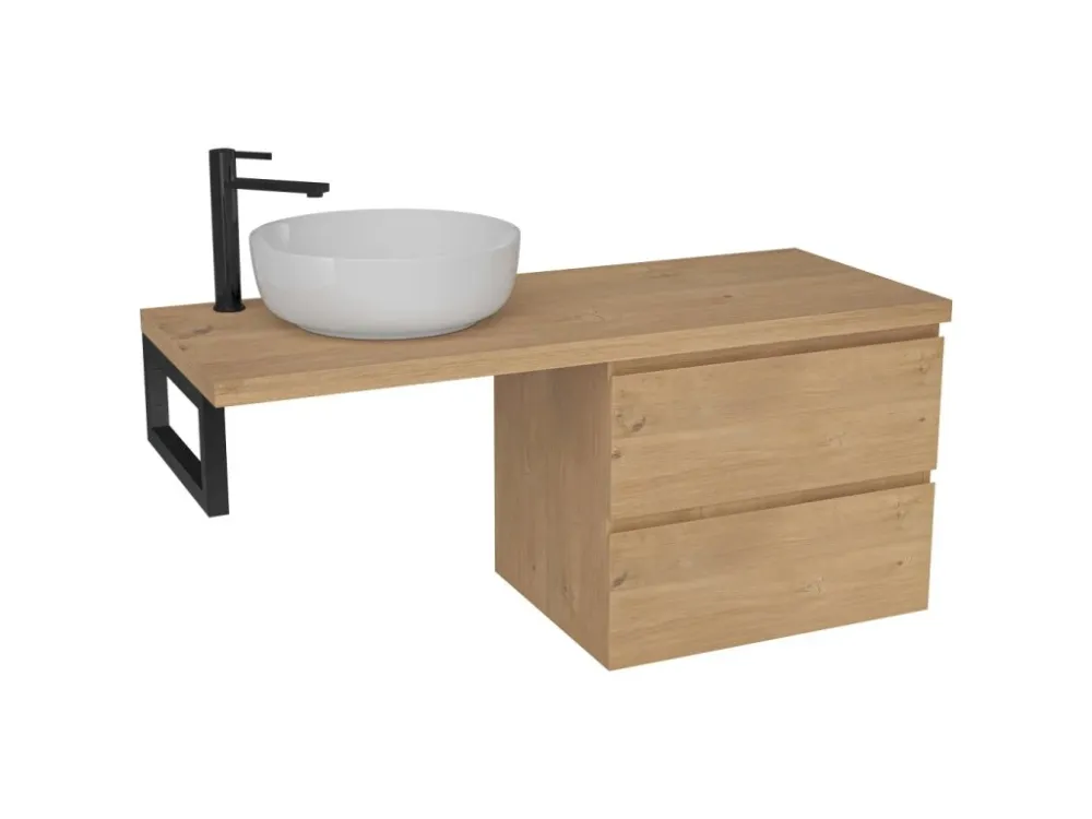 Akce CERANO - Deska pod umyvadlo Navira Pro - 161x46,5x3,6 cm - skříňka Carole 79 cm - dub medový - konzole černá