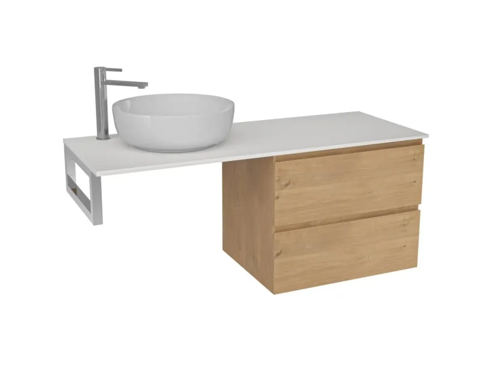 Nová Kolekce CERANO - Deska z litého mramoru Elanys - 160x46,5x1,2 cm - skříňka Carole 79 cm - dub medový - konzole chrom