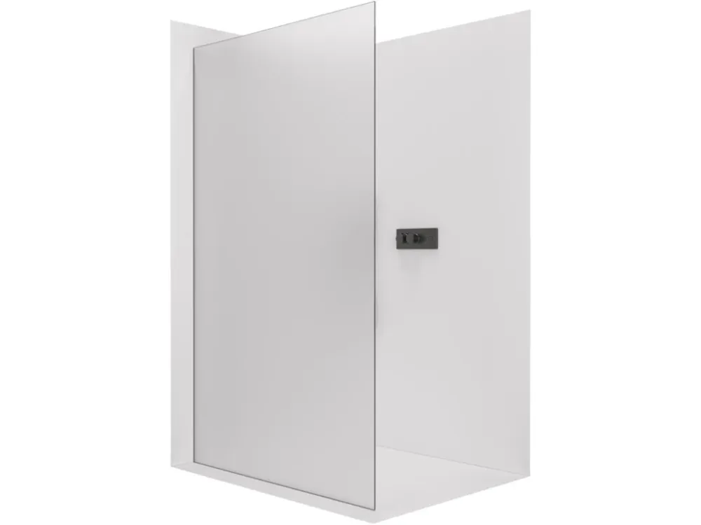 Akce CERANO - Sprchová zástěna Walk-in Crystal L/P - 8 mm - bezvzpěrový systém - černá matná, mléčné sklo - 70x200 cm