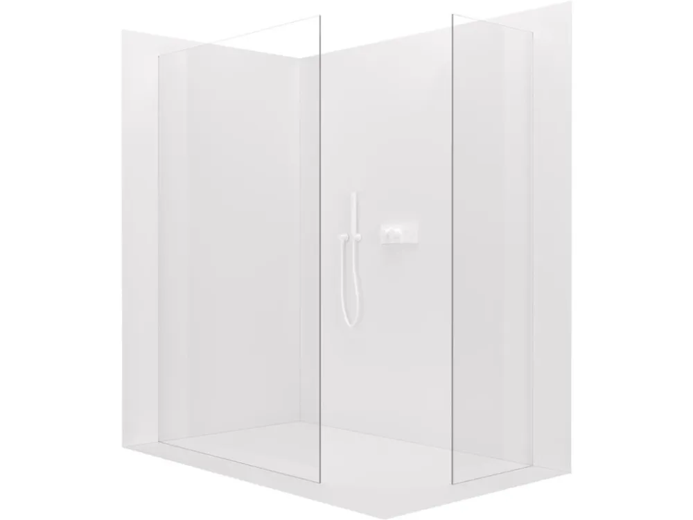 Akce CERANO - Sprchová zástěna Walk-in Crystal T L/P - 8 mm - bezvzpěrový systém - bílá matná, transparentní sklo - 150x50x200 cm