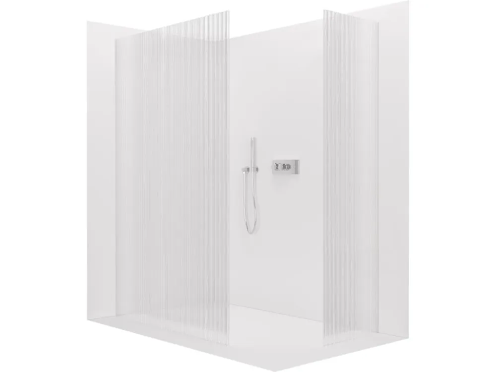 Akce CERANO - Sprchová zástěna Walk-in Crystal T L/P - 8 mm - bezvzpěrový systém - chrom, rýhované sklo - 150x110x200 cm