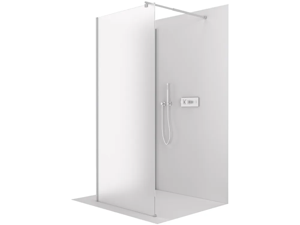 Značkový CERANO - Sprchová zástěna Walk-in Onyx Corner Round L/P - 8 mm - kulatá vzpěra - chrom, mléčné sklo - 90x100x200 cm