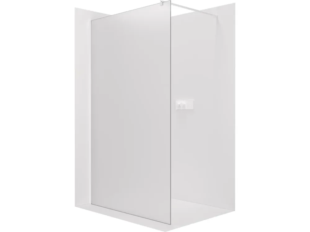 Akce CERANO - Sprchová zástěna Walk-in Onyx Round L/P - 8 mm - kulatá vzpěra - bílá matná, mléčné sklo - 60x200 cm