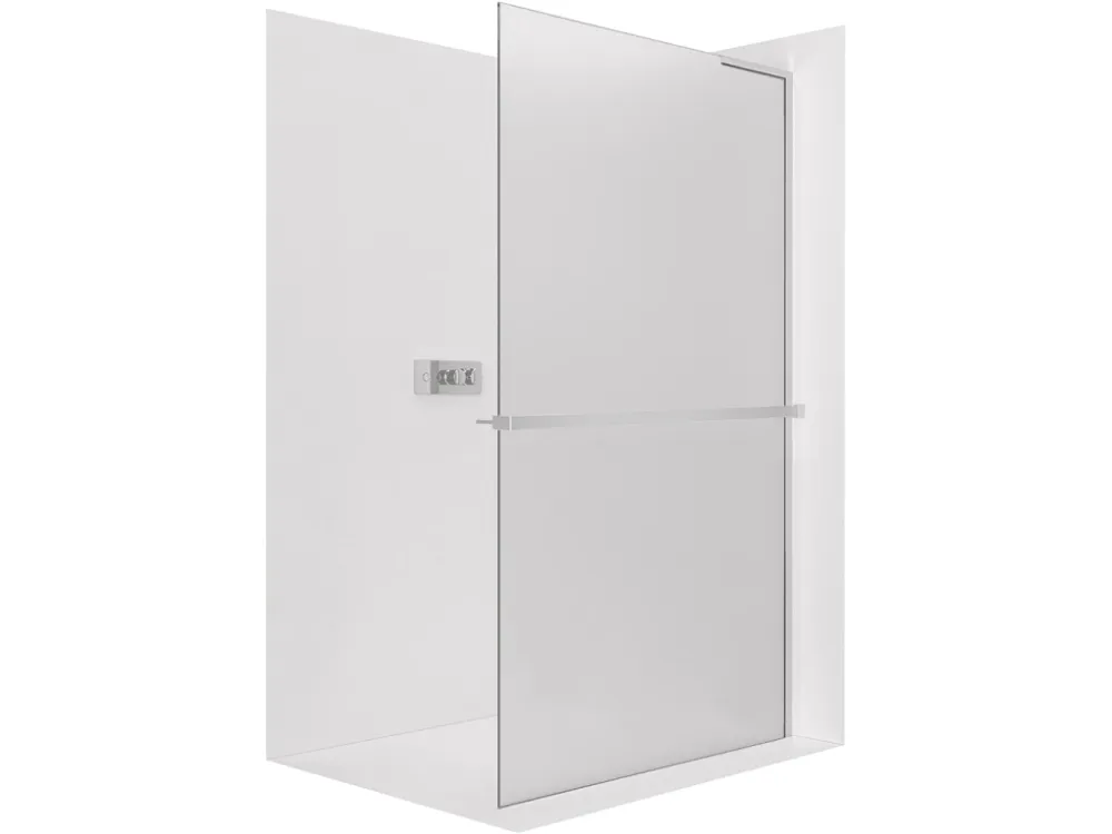 Značkový CERANO - Sprchová zástěna Walk-in Onyx L-pravá vzpěra - 8 mm + polička/držák na ručníky - chrom, mléčné sklo - 70x200 cm