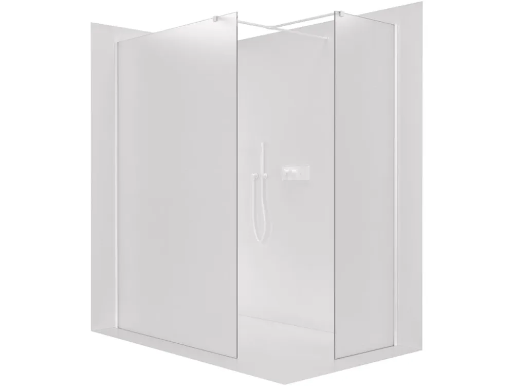 Značkový CERANO - Sprchová zástěna Walk-in Onyx T L/P - 8 mm - hranatá vzpěra - bílá matná, mléčné sklo - 150x150x200 cm