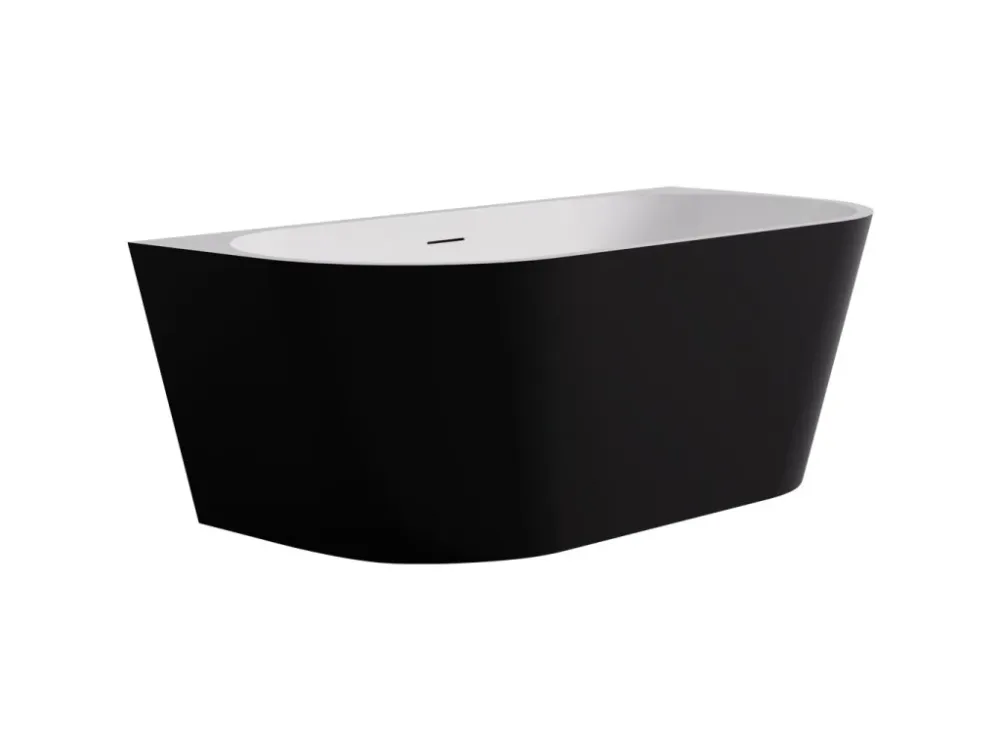 Značkový CERANO - Volně stojící akrylátová vana Grazia - černá matná/bílá lesklá - 150x70 cm